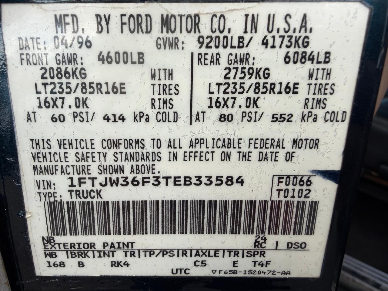 1996 Ford F350 Crew Cab SRW 4x4 Powerstroke