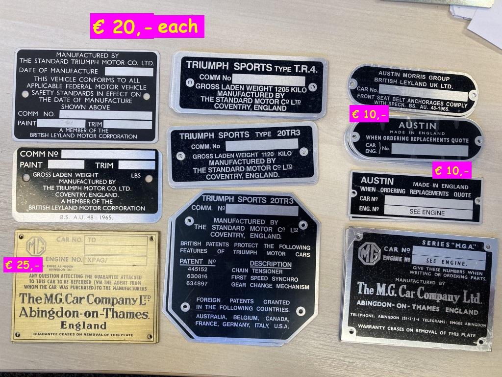 1960 MG A- B  onderdelen