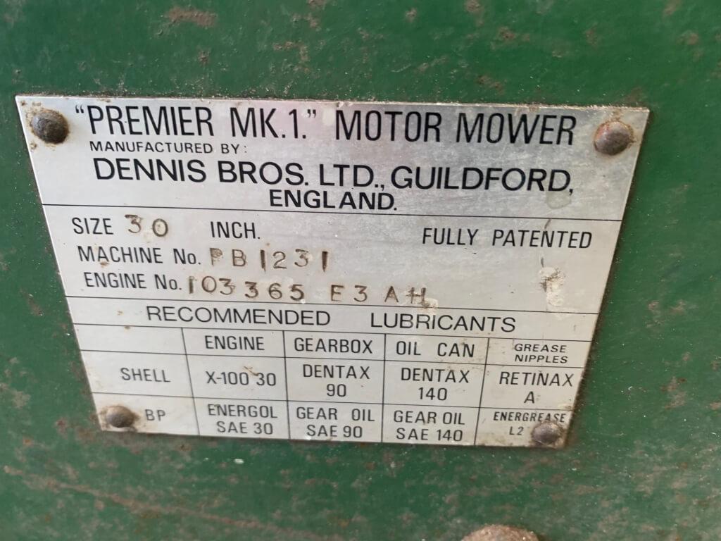 1959 Dennis Commercial Lawnmower 600cc