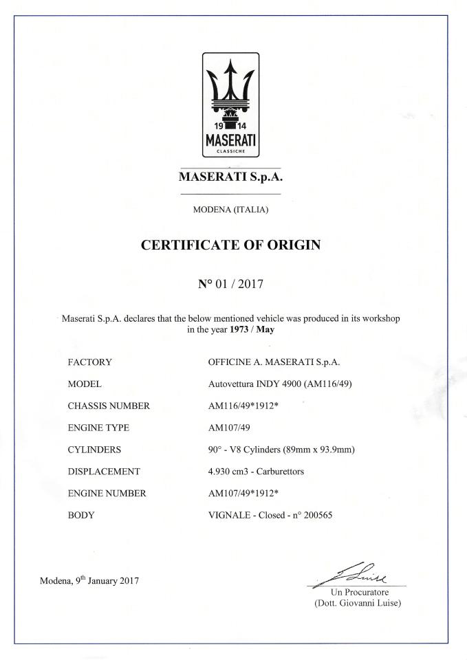 1973 Maserati Indy 4.9 ltr silver