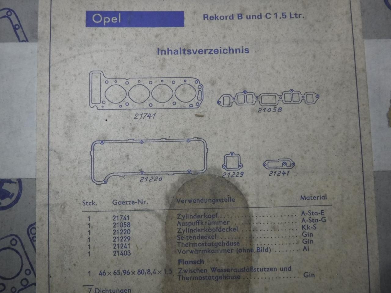 1900 Gasketsets-Pakkingsets several car engine gaskets