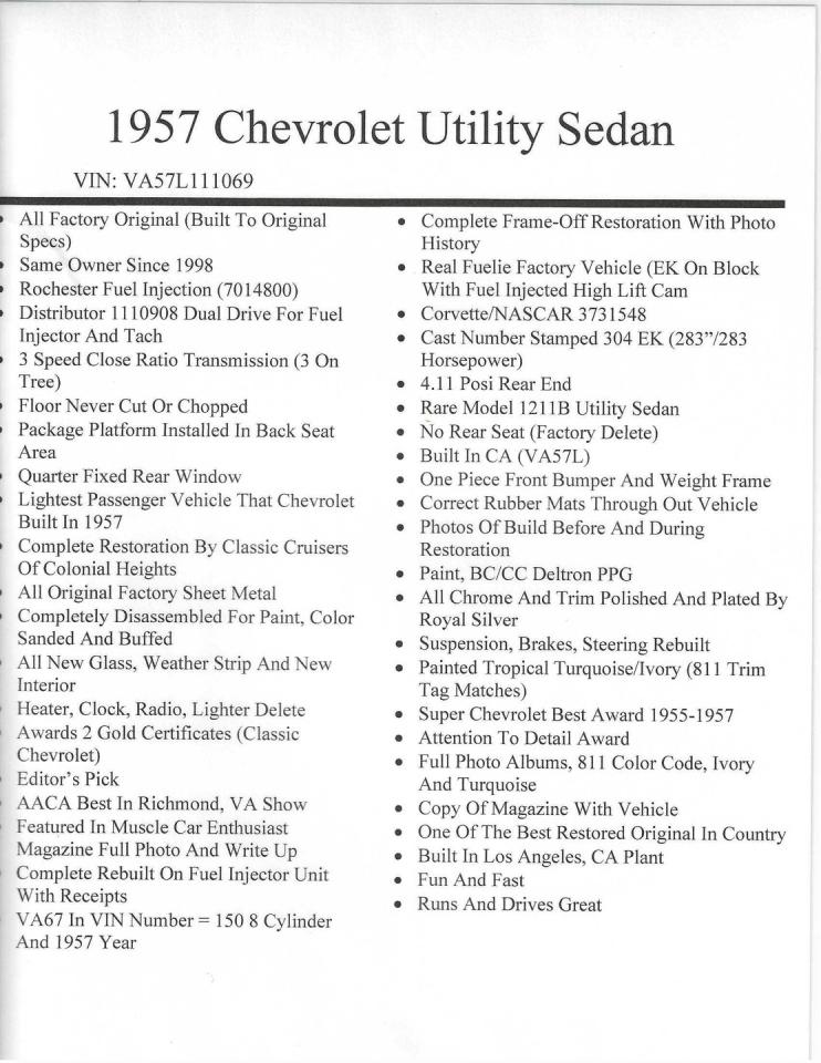 1957 Chevrolet 150 Utility Sedan Fuelie