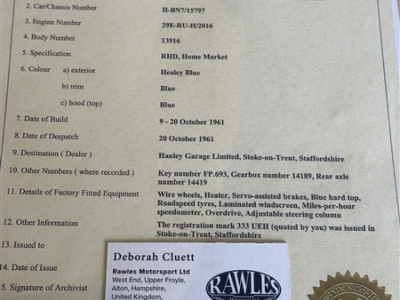 1961 Austin Healey 3000 MKII BN7