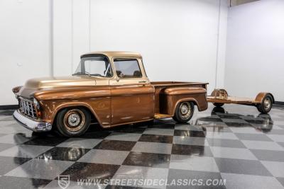 1955 Chevrolet 3100 Apache &amp; Custom Motorcycle Trailer