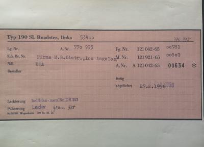 1956 Mercedes - Benz 190 SL