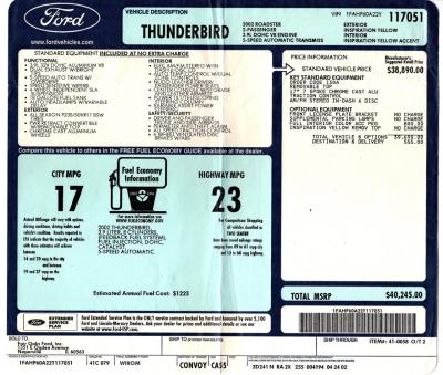 2002 Ford Thunderbird Premium