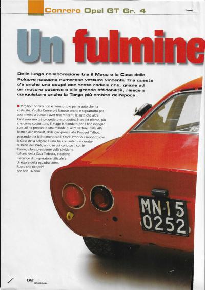 1906 Opel 1900 GT GROUP 4 OFFICIAL TEAM CONRERO 1970 VIN 941906704