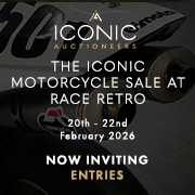 The Iconic Sale at Race Retro Feb 2026 - Motorcycles 180 x 180 (Live Client)