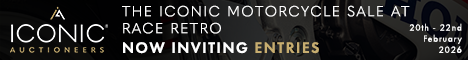 The Iconic Sale at Race Retro Feb 2026 - Motorcycles 468 x 60 (Live Client)